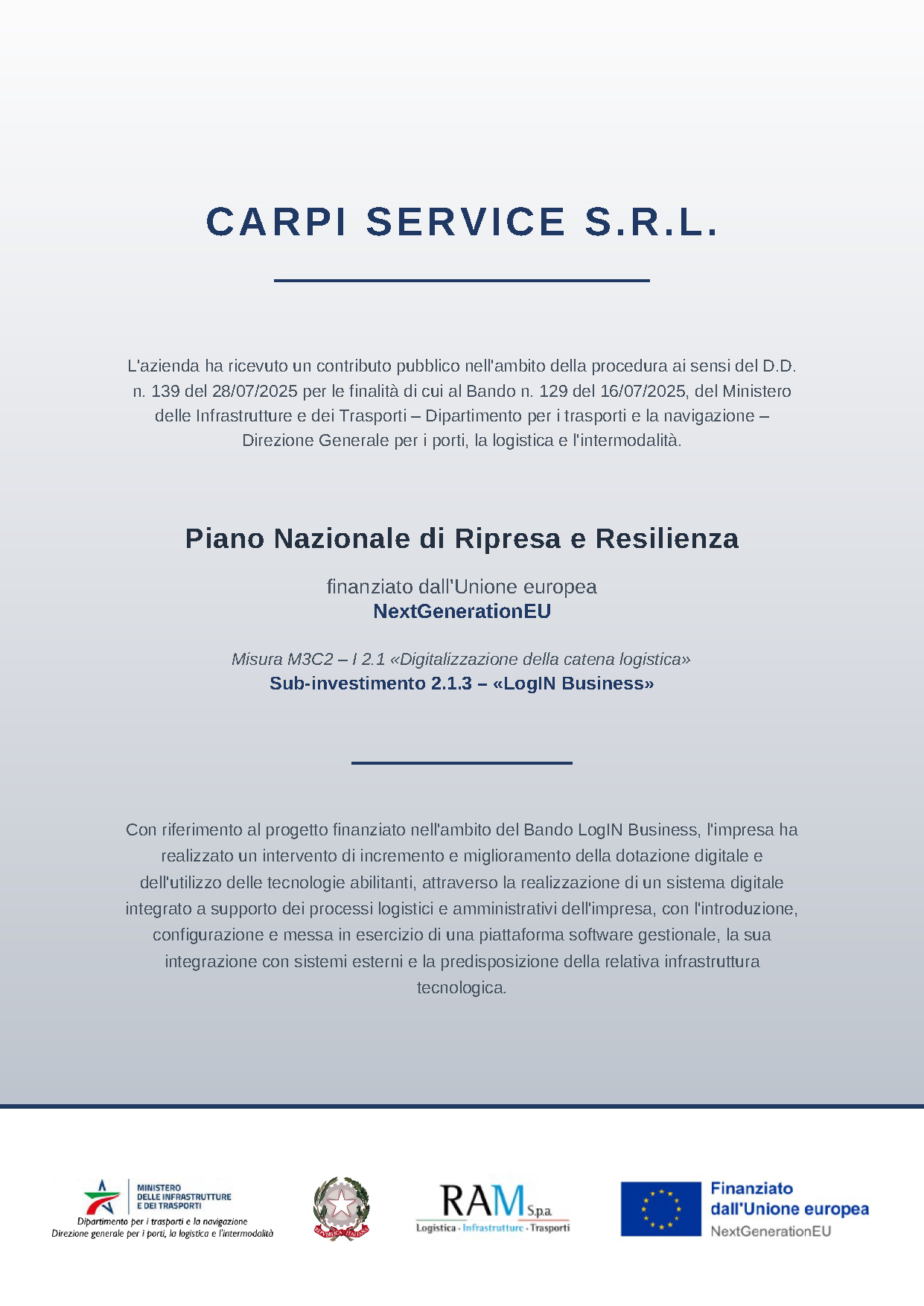 Poster del progetto LogIN Business